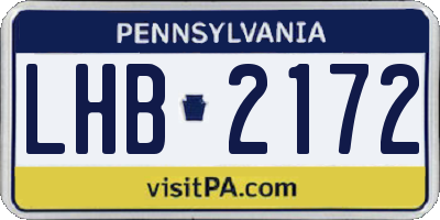 PA license plate LHB2172