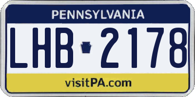 PA license plate LHB2178