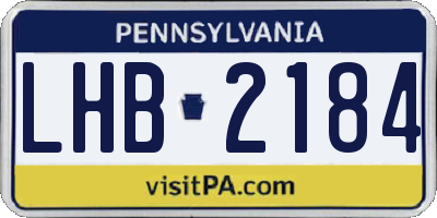 PA license plate LHB2184