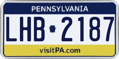 PA license plate LHB2187