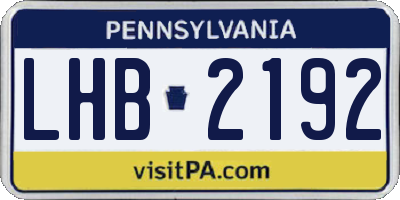 PA license plate LHB2192
