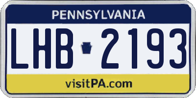 PA license plate LHB2193