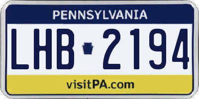 PA license plate LHB2194
