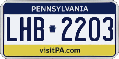 PA license plate LHB2203