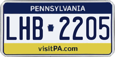 PA license plate LHB2205