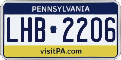 PA license plate LHB2206