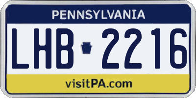 PA license plate LHB2216