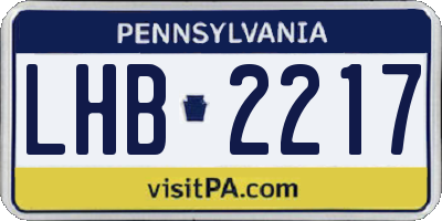 PA license plate LHB2217