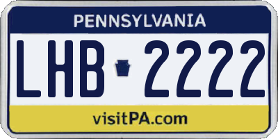 PA license plate LHB2222