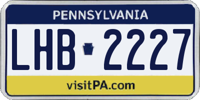 PA license plate LHB2227