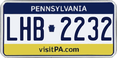 PA license plate LHB2232