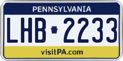 PA license plate LHB2233