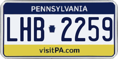PA license plate LHB2259