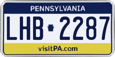 PA license plate LHB2287