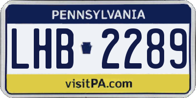 PA license plate LHB2289