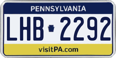 PA license plate LHB2292
