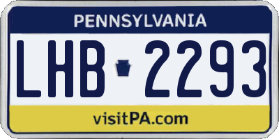 PA license plate LHB2293
