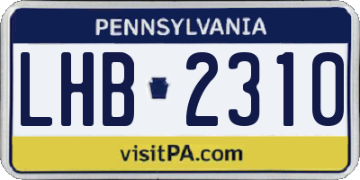 PA license plate LHB2310