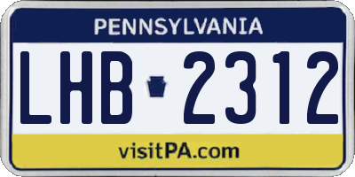 PA license plate LHB2312