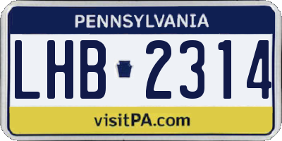 PA license plate LHB2314
