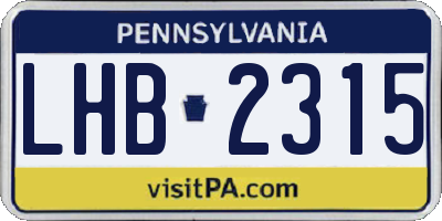 PA license plate LHB2315