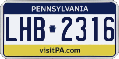 PA license plate LHB2316