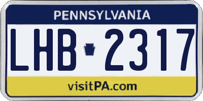 PA license plate LHB2317