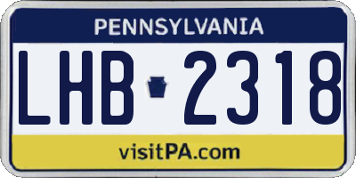 PA license plate LHB2318