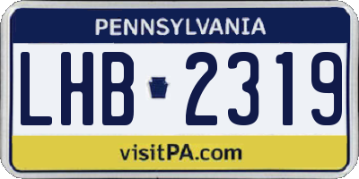 PA license plate LHB2319
