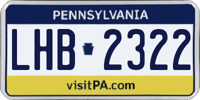 PA license plate LHB2322