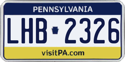 PA license plate LHB2326