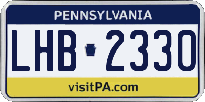 PA license plate LHB2330
