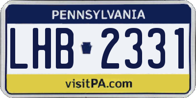 PA license plate LHB2331