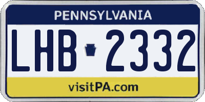 PA license plate LHB2332