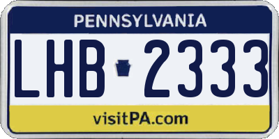 PA license plate LHB2333