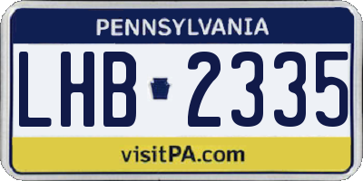 PA license plate LHB2335