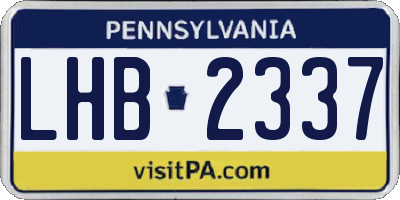PA license plate LHB2337