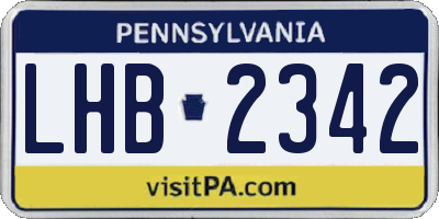 PA license plate LHB2342