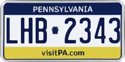 PA license plate LHB2343