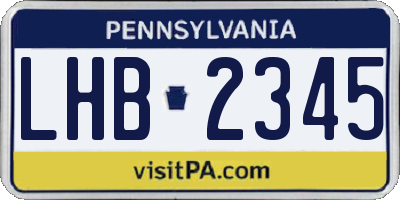 PA license plate LHB2345