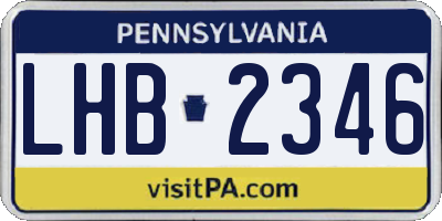 PA license plate LHB2346