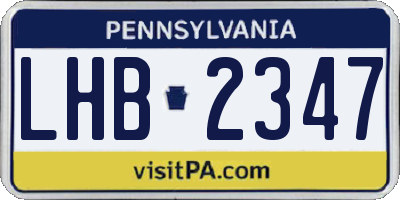 PA license plate LHB2347