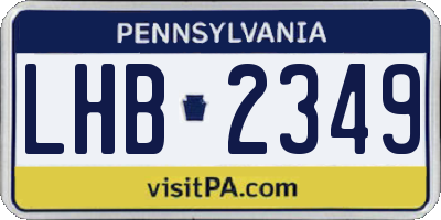 PA license plate LHB2349