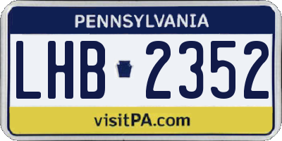 PA license plate LHB2352