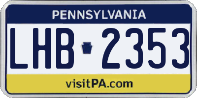 PA license plate LHB2353
