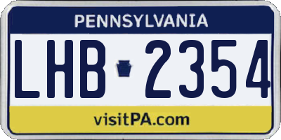 PA license plate LHB2354