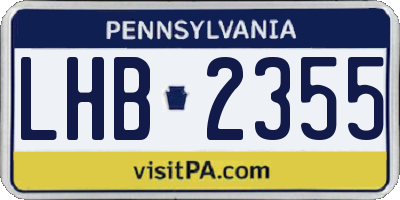 PA license plate LHB2355