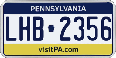 PA license plate LHB2356