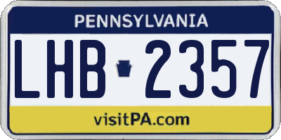 PA license plate LHB2357