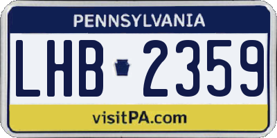 PA license plate LHB2359